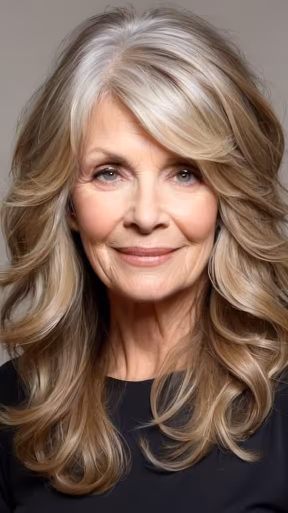 Tousled Waves with Layers Long Hairstyles For Women Over 60