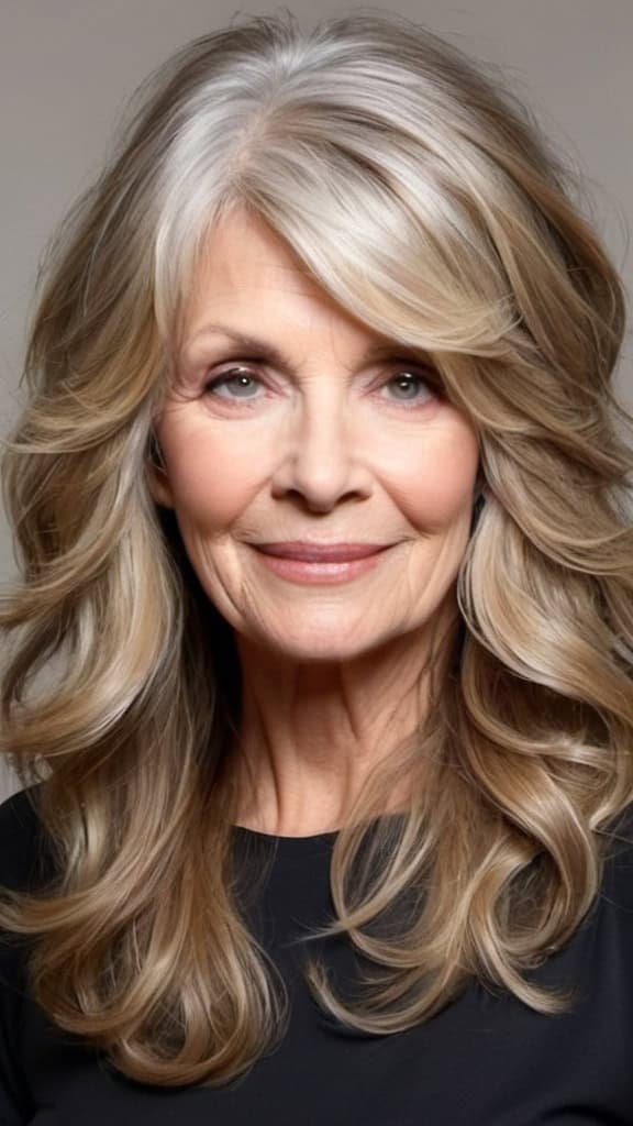 Tousled Waves with Layers Long Hairstyles For Women Over 60