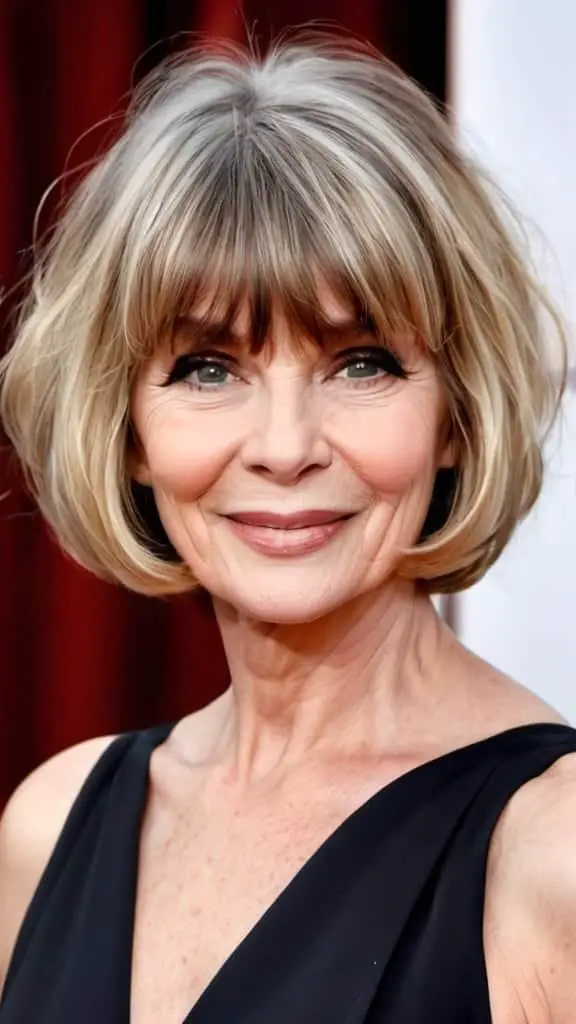 Wavy Bob with Bangs Fresh Look Hairstyles With Bangs For Woman Over 60