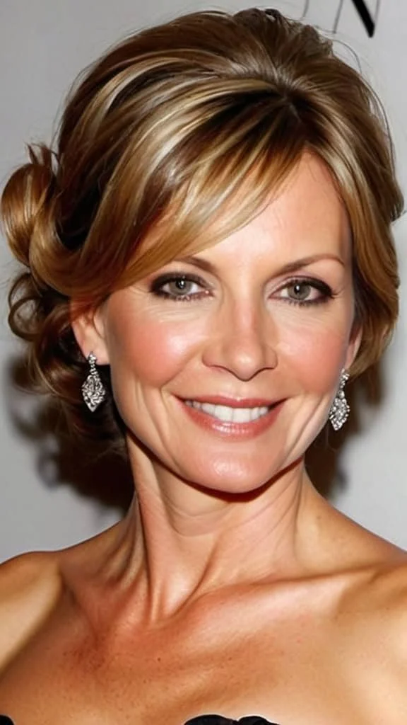 Wavy Updo Medium length Hairstyles For Woman Over 40
