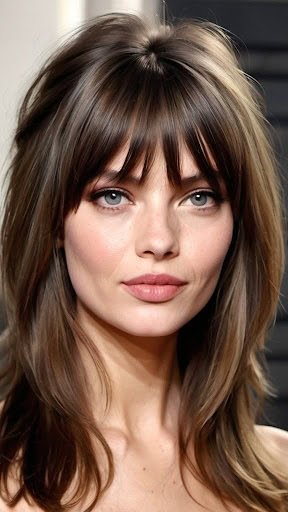 Long Layers and Bardot Bangs Layered Haircuts For Long Hair