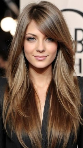 Layered Hair and Bottleneck Bangs Layered Haircuts For Long Hair