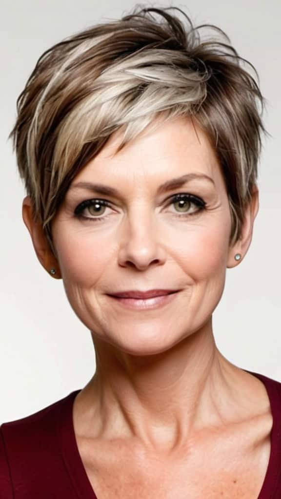 Asymmetrical Pixie Cut Simple Short Hairstyles for Women over 50