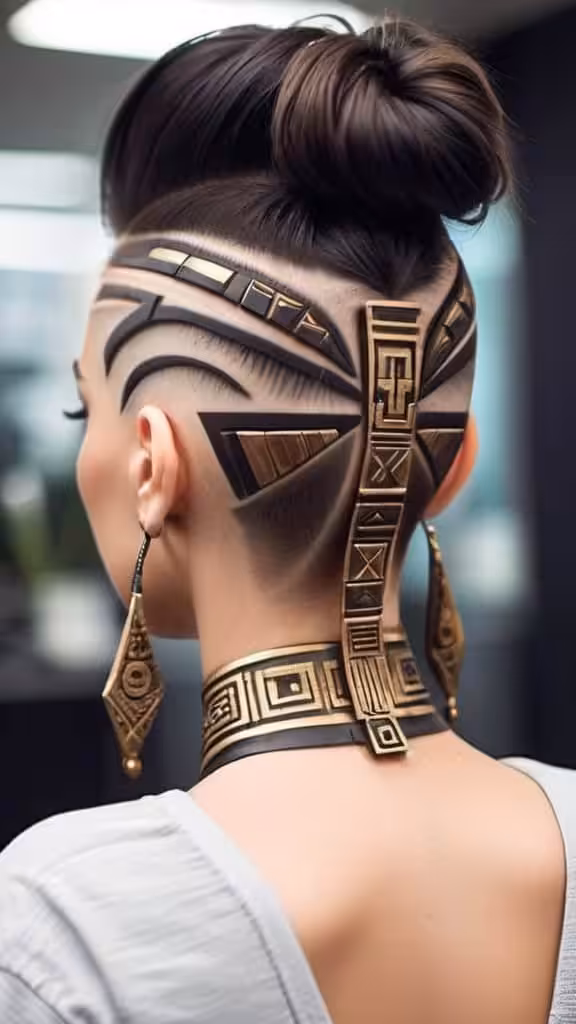 Aztec Undercut Design women undercut hairstyle
