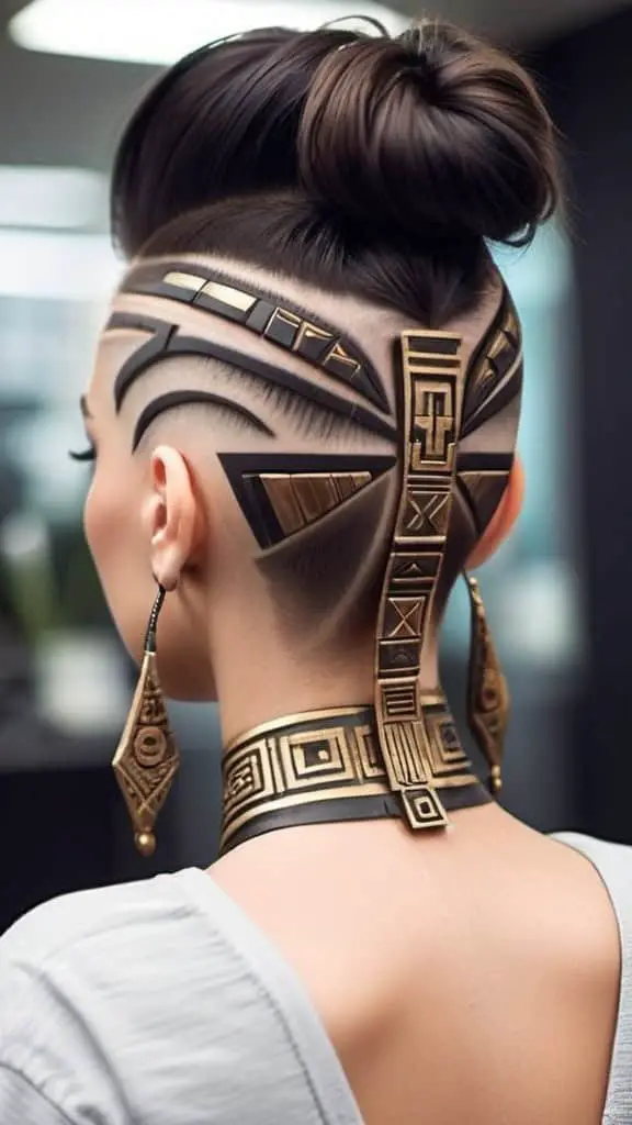 Aztec Undercut Design women undercut hairstyle
