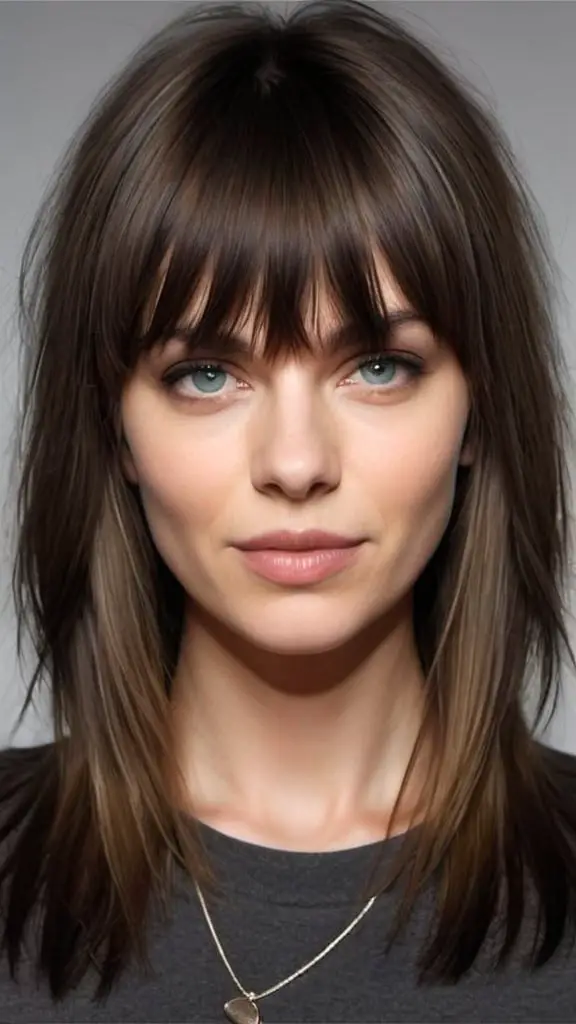 Bangs and Subtle Layers Long Layered Haircuts with Bangs