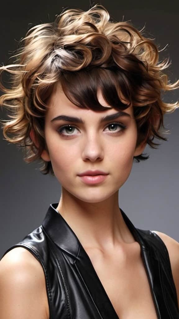 Bixie with Messy Curls Pixie Haircuts for Thick Hair