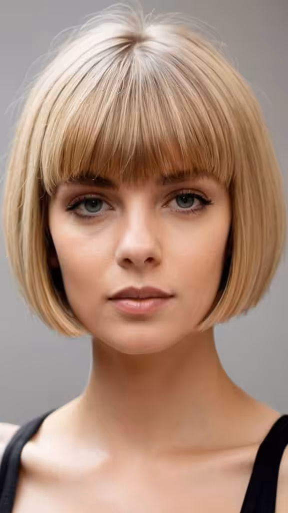 Blunt Blonde Bob with Full Bangs Short Blonde Hairstyles