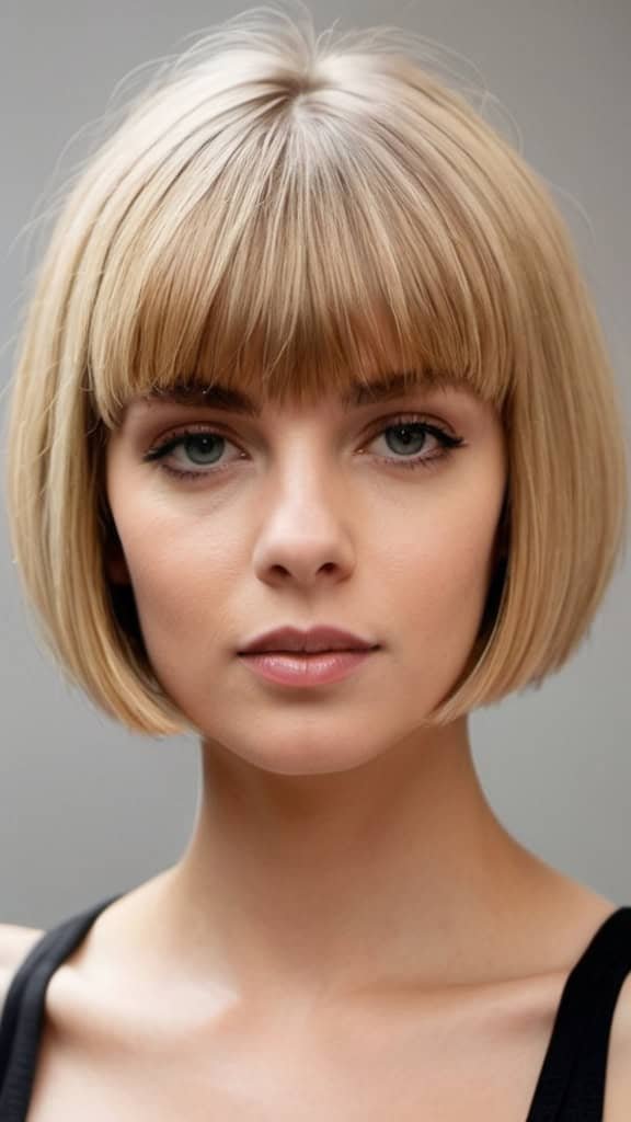 Blunt Blonde Bob with Full Bangs Short Blonde Hairstyles