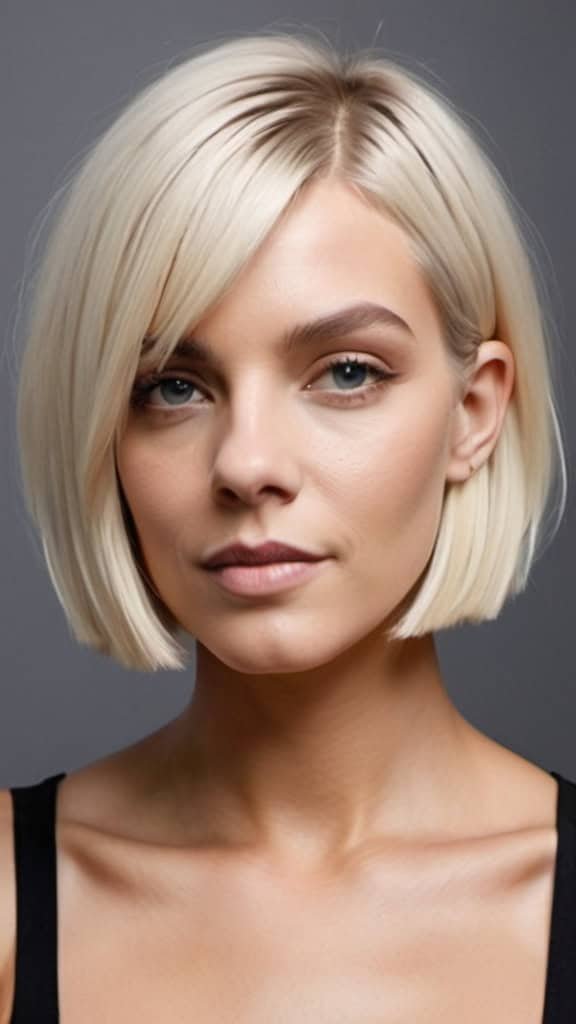 Blunt Bob in Platinum Blonde Short Blonde Hairstyles