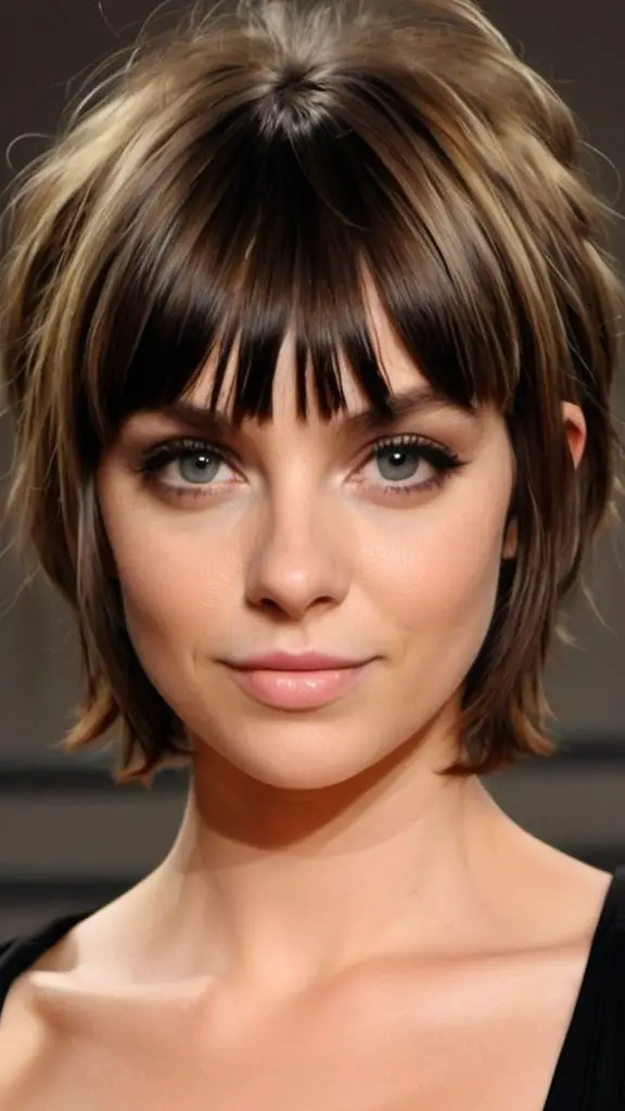 Blunt Shag with Baby Bangs Short Shag Hairstyles