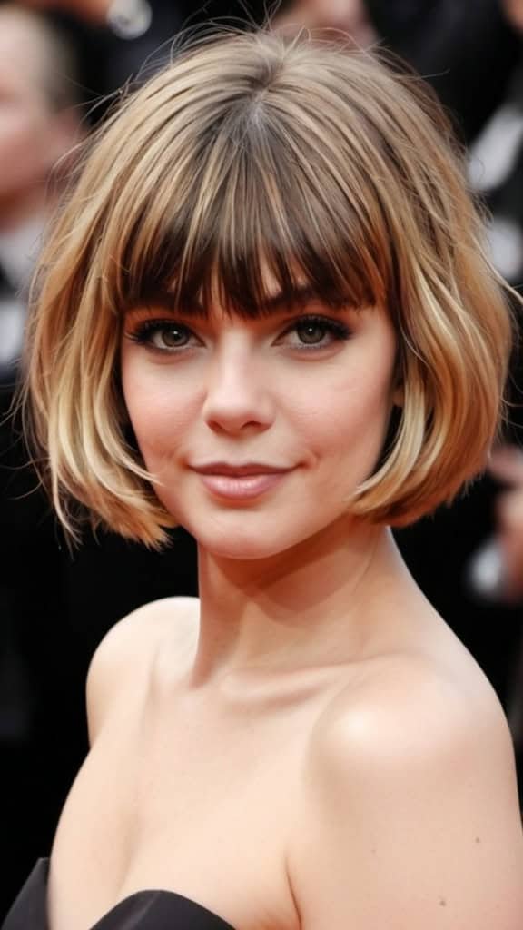 Blunt Wavy Bob With Bangs Short Hairstyles for Round Faces