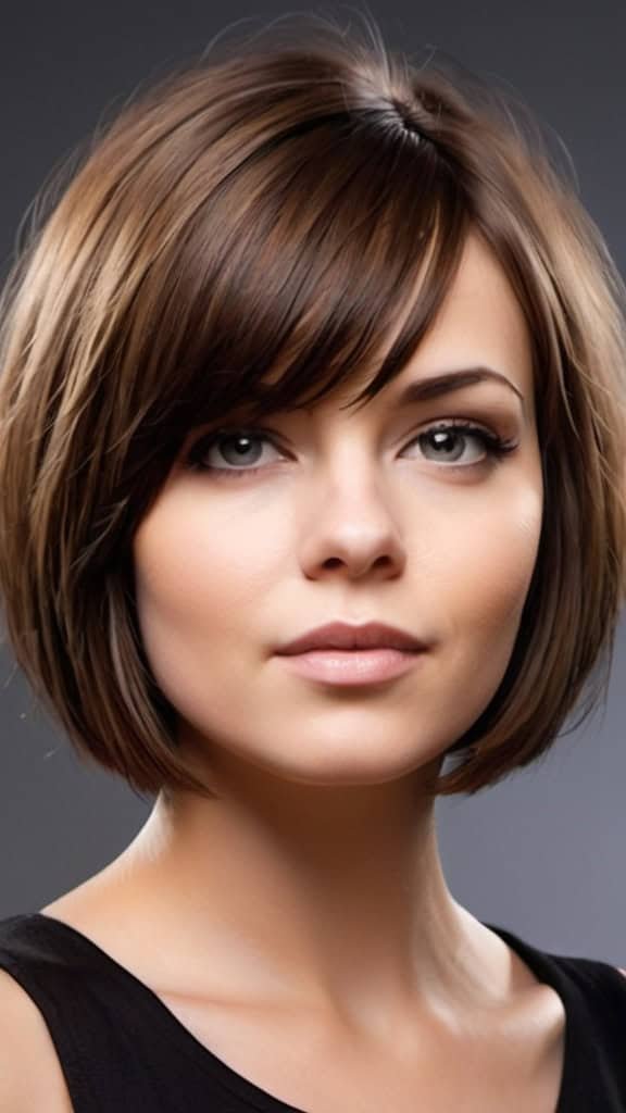 Bob With Side-Swept Bangs Short Hairstyles for Round Faces
