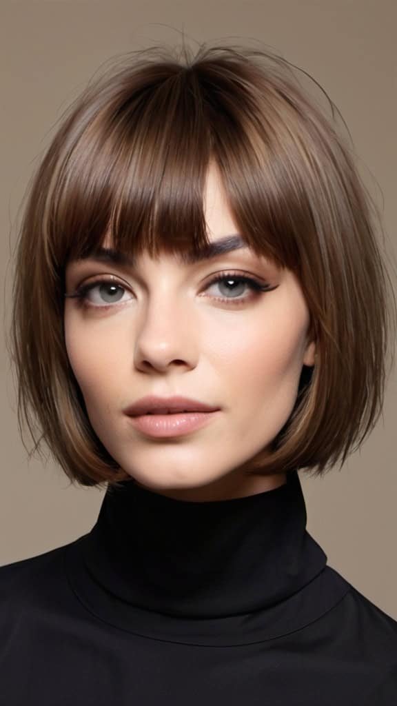 Bob with Brow-Skimming Fringe Chin Length Hairstyles