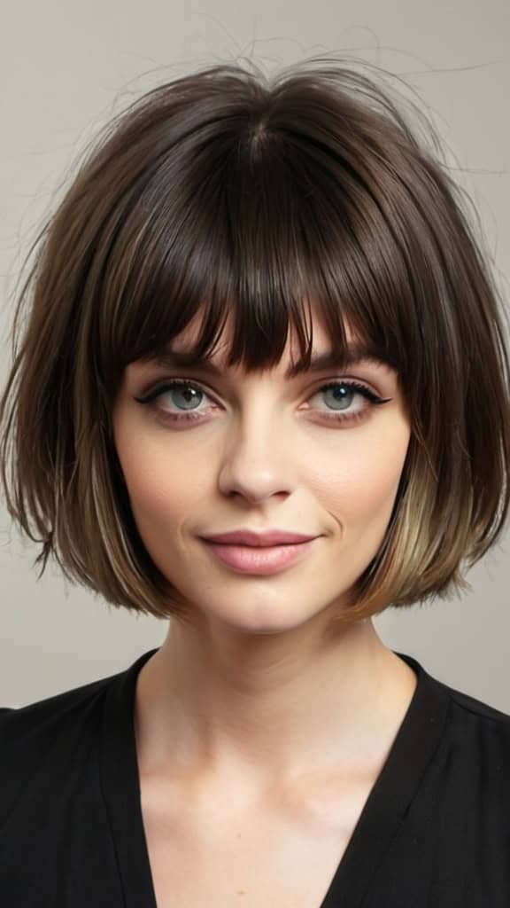 Bob with Curtain Bangs Short Hair with Bangs
