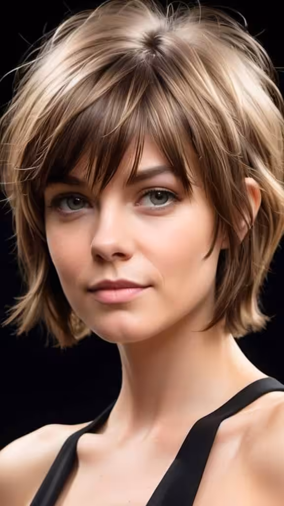 Bottleneck Bangs with Wispy Mullet Short Hairstyles for Fine Hair