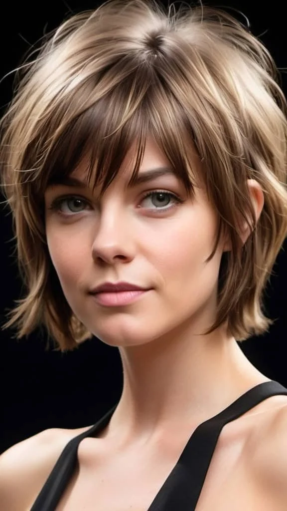 Bottleneck Bangs with Wispy Mullet Short Hairstyles for Fine Hair
