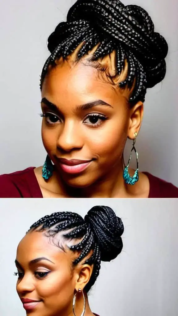 Box Braid Bun Hairstyles for Long Natural Hair