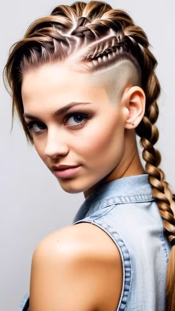 Braid with Shaved Undercut women undercut hairstyle