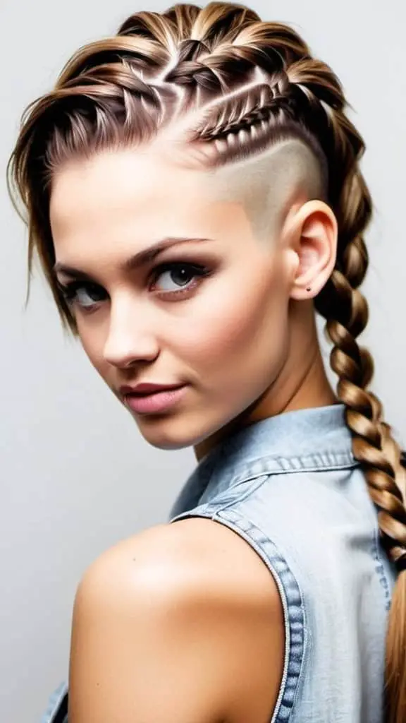 Braid with Shaved Undercut women undercut hairstyle