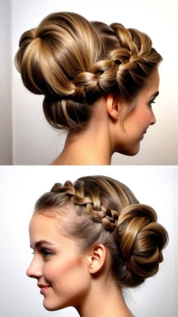 Braided Bun Updo Prom Hairstyles for Long Hair