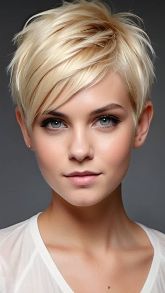 Bright Blonde Pixie with Visible Layers Short Blonde Hairstyles