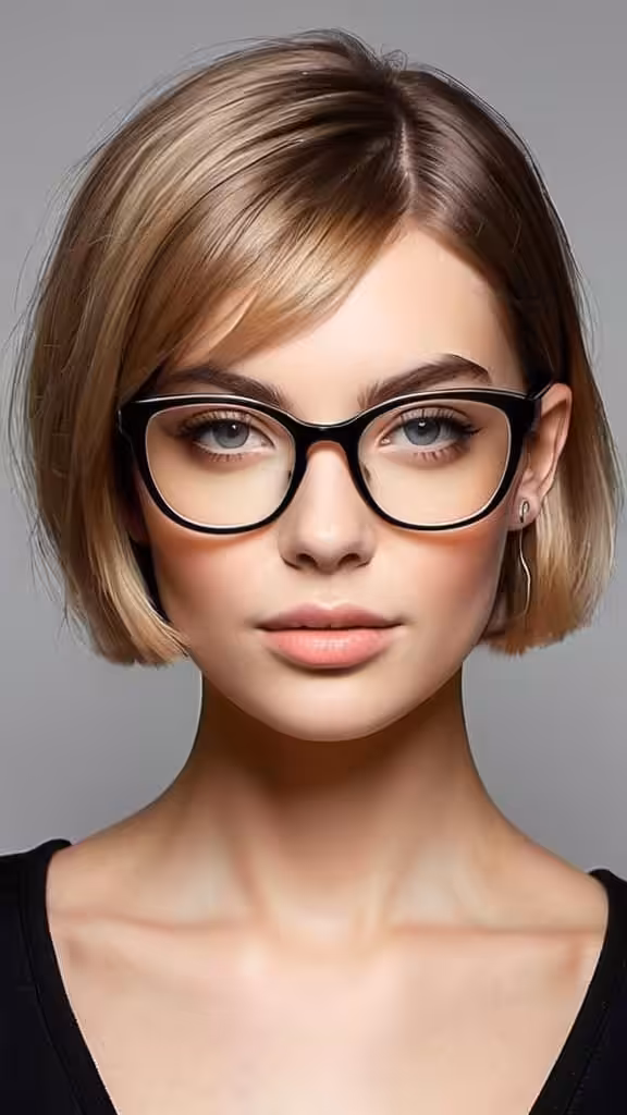 Chic Disconnected Bob Short Hairstyles For Women With Glasses