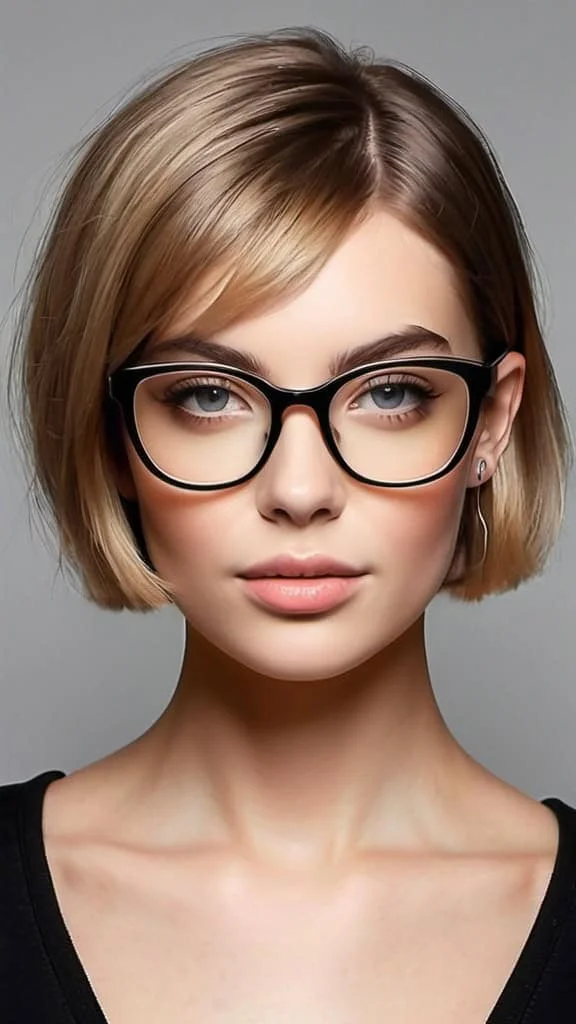Chic Disconnected Bob Short Hairstyles For Women With Glasses