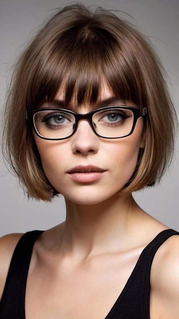 Choppy Bob with a Fringe Short Hairstyles For Women With Glasses