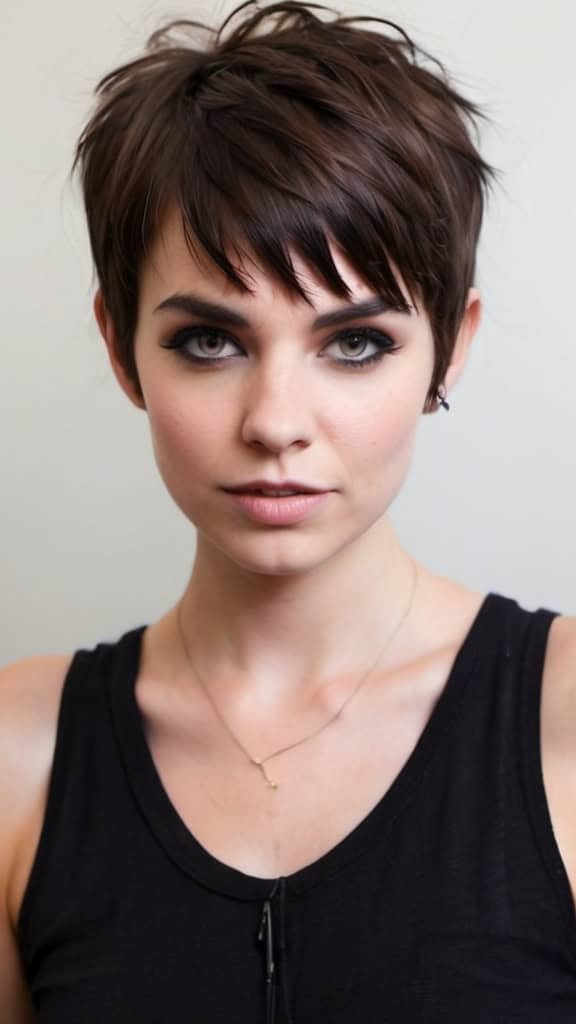 Choppy Pixie Cut with Long Bangs Short Hair with Bangs
