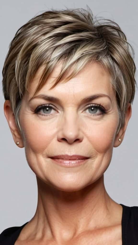 Cropped Textured Cut Simple Short Hairstyles for Women over 50