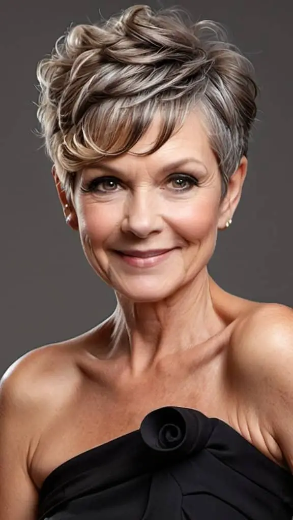 Curled Pixie Undercut Simple Short Hairstyles for Women over 50