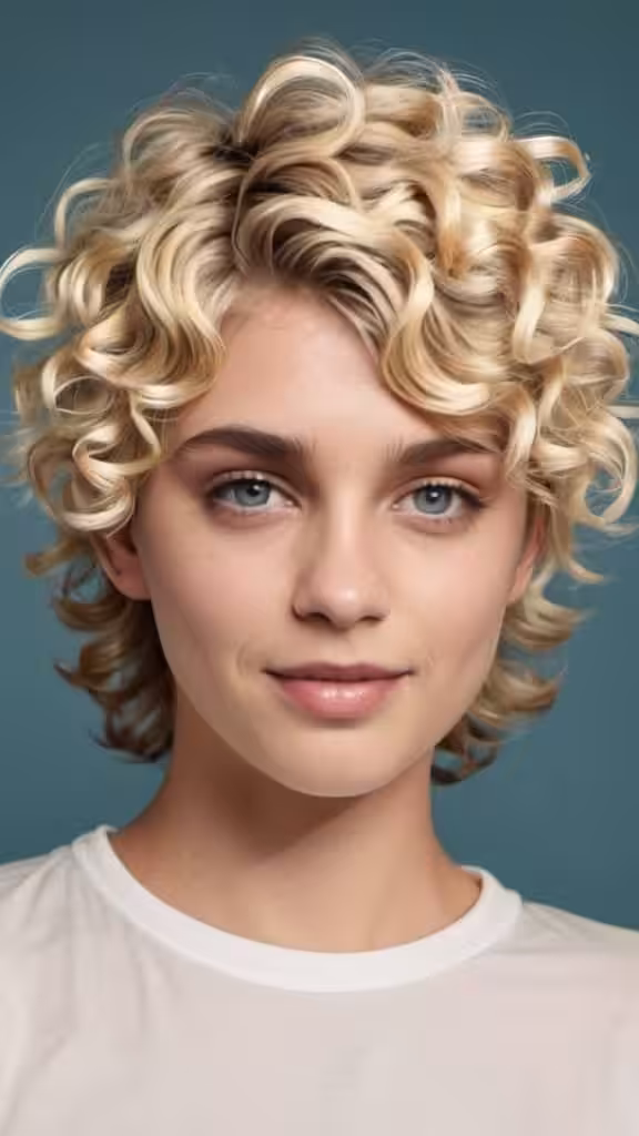 Curly Blonde Mullet Short Layered Hairstyles