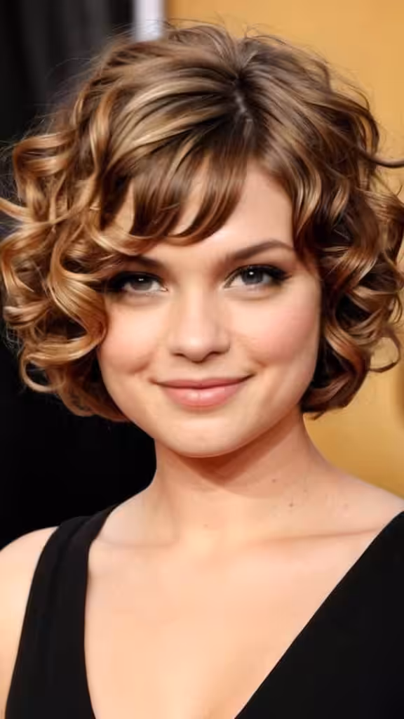 Curly Bob Short Hairstyles for Round Faces