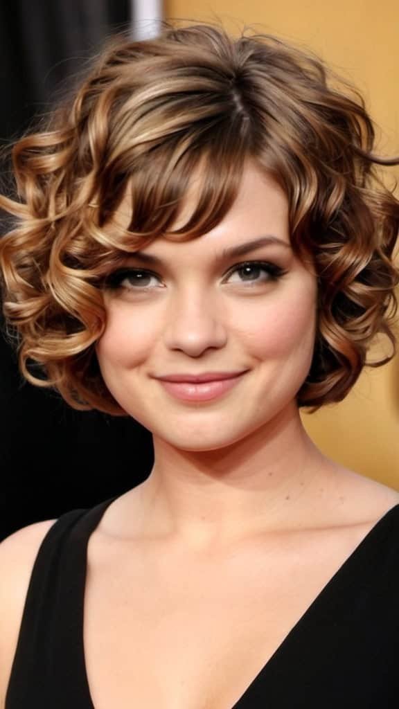 Curly Bob Short Hairstyles for Round Faces