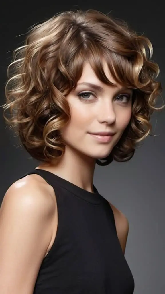 Curly Face-Framing Bob Chin Length Hairstyles