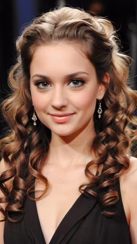 Curly Half Up Half Down Long Hairstyles for Women with Round Faces