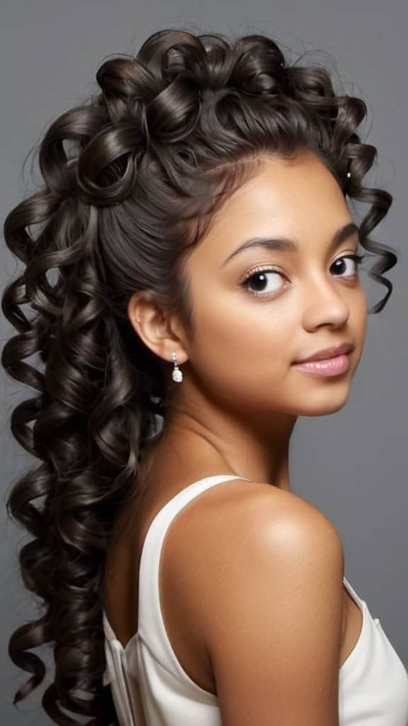 Curly Half-Updo Hairstyles for Long Natural Hair