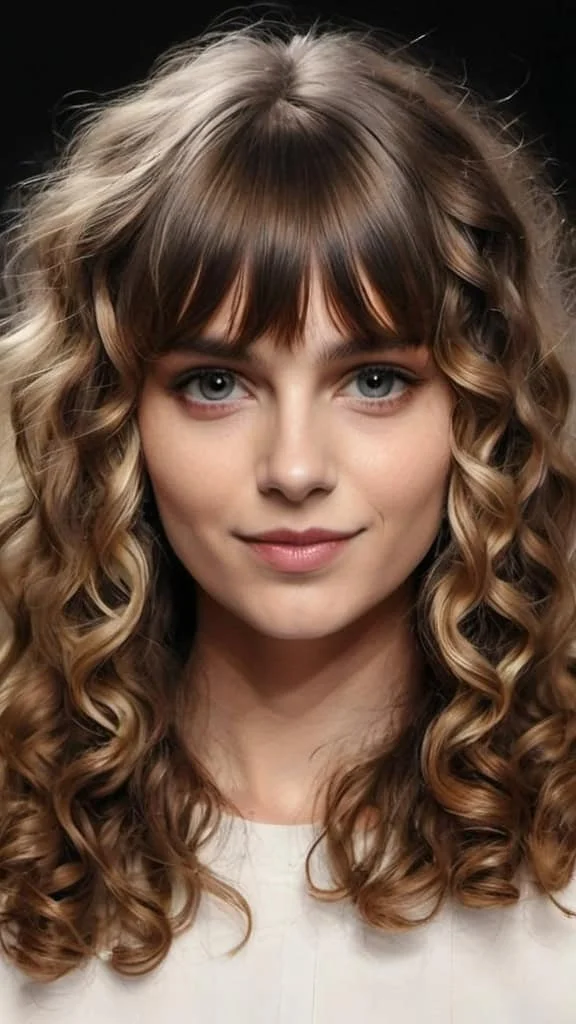 Curly Layered Bangs Fall Hairstyles for the Autumn