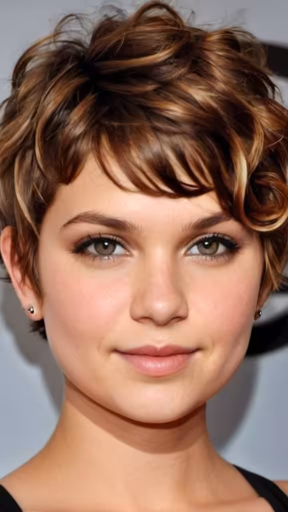 Curly Round Face Pixie Short Hairstyles for Round Faces