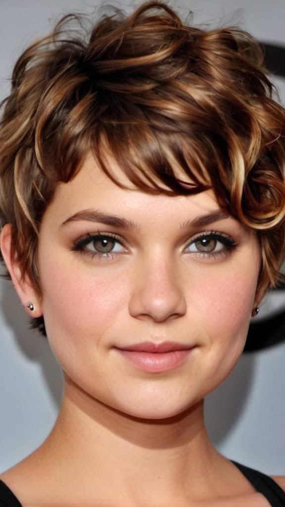 Curly Round Face Pixie Short Hairstyles for Round Faces