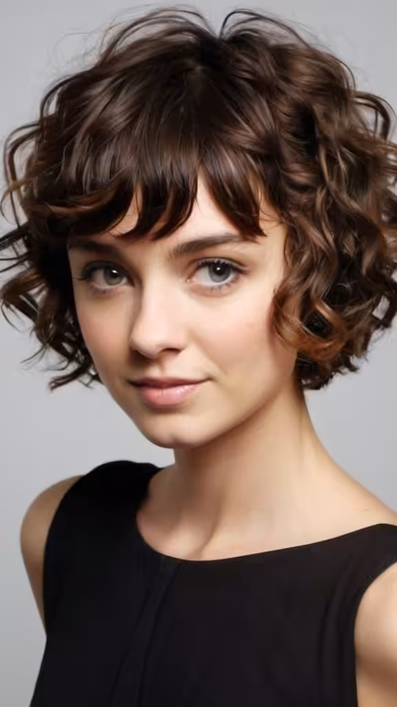 Curly Short Hair with Tailored Bang Short Hair with Bangs
