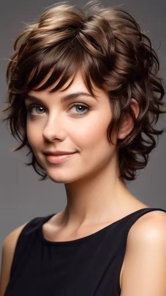 Curly Shoulder Shag Short Layered Hairstyles
