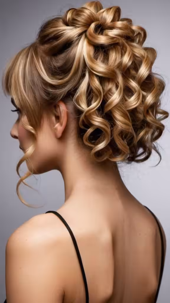 Curly half-up half-down Creative Updo Ideas for Short Hair