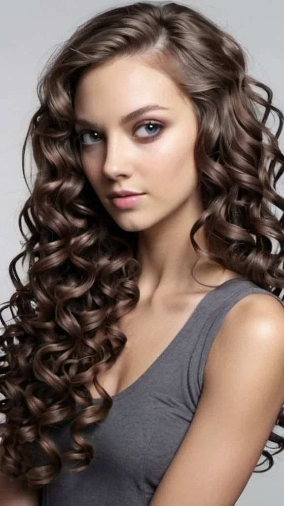 Deep Side Part Long Curly Hairstyles
