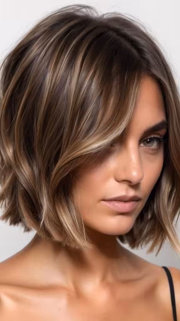 Dimensional Lived-In Brown Balayage Balayage Short Hair Looks