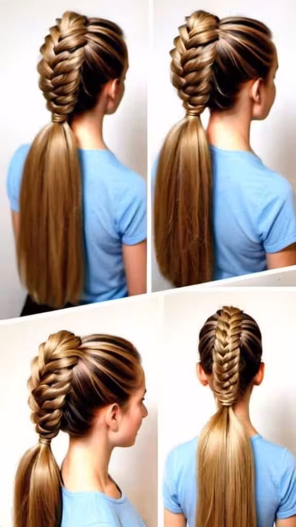 Double Rope Braid Ponytail Braided Hairstyles for Long Hair
