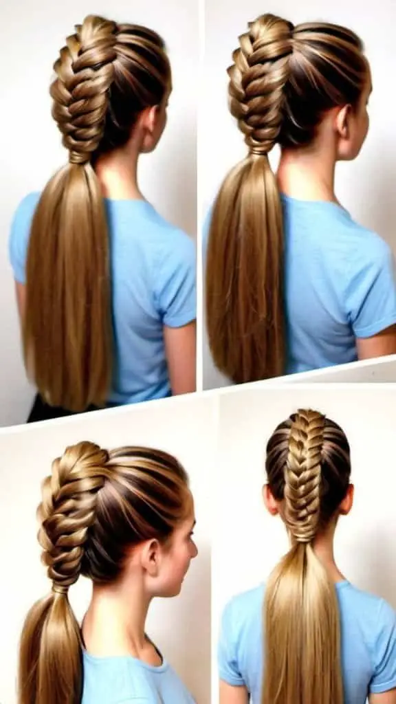 Double Rope Braid Ponytail Braided Hairstyles for Long Hair