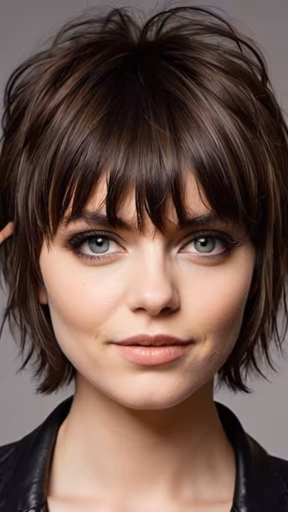 Edgy Shag with Textured Bangs Short Hair with Bangs