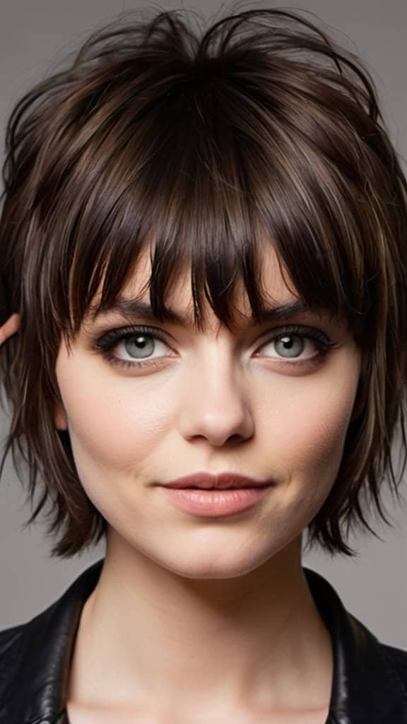 Edgy Shag with Textured Bangs Short Hair with Bangs